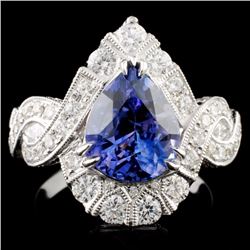 18K Gold 3.56ct Sapphire & 1.38ct Diamond Ring