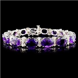 14K Gold 26.60ctw Amethyst & 1.12ctw Diamond Brace