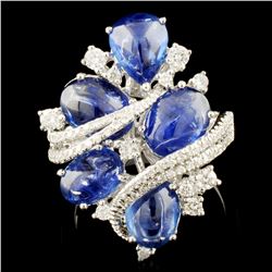 18K Gold 5.96ctw Sapphire & 0.59ctw Diamond Ring