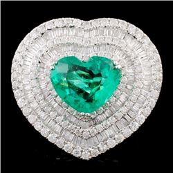 18K Gold 4.20ct Emerald & 3.18ctw Diamond Ring