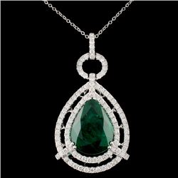 18K Gold 10.81ct Emerald & 2.18ctw Diamond Pendant