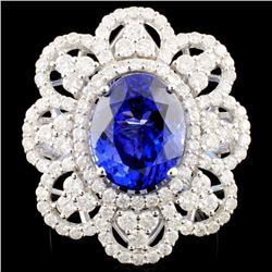 18K Gold 7.19ct Tanzanite & 2.25ctw Diamond Ring