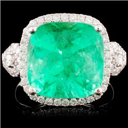 18K Gold 6.76ct Emerald & 0.65ctw Diamond Ring