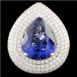 18K Gold 12.77ct Tanzanite & 3.79 Diamond Ring