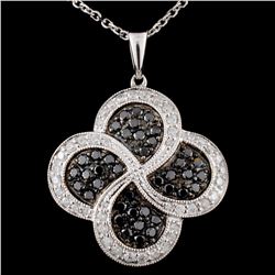 14K White Gold 0.80ctw Fancy Diamond Pendant