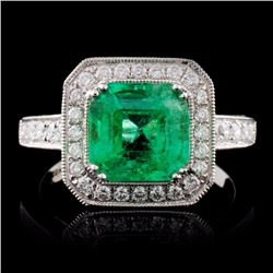 18K White Gold 1.99ct Emerald & 0.75ct Diamond Rin