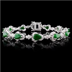 14K White Gold 7.68ct Emerald & 2.51ctw Diamond Br