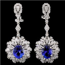 18K Gold 4.72ctw Tanzanite & 3.17ctw Diamond Earri