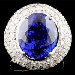 18K Gold 9.73ct Tanzanite & 3.14ctw Diamond Ring