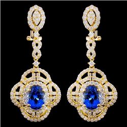 18K Gold 4.47ctw Tanzanite & 3.02ctw Diamond Earri