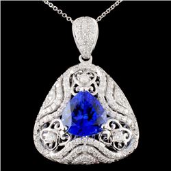 18K White Gold 4.13ct Tanzanite & 1.35ct Diamond P