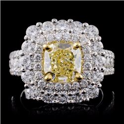 18K White Gold 3.92ctw Fancy Color Diamond Ring