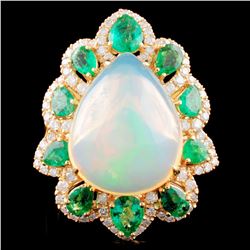 18K Gold 7.29ct Opal & 0.58ctw Diamond Ring