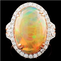 18K Gold 6.25ct Opal & 0.95ctw Diamond Ring