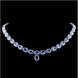 14K Gold 31.59ct Tanzanite & 6.50ctw Diamond Neckl