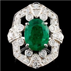 14K Gold 3.63ct Emerald & 1.24ctw Diamond Ring