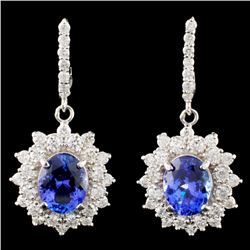 14K Gold 4.00ctw Tanzanite & 1.47ctw Diamond Earri