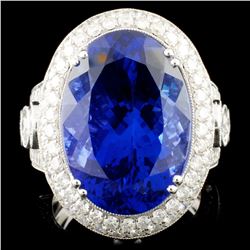 18K Gold 17.41ct Tanzanite & 3.68ctw Diamond Ring