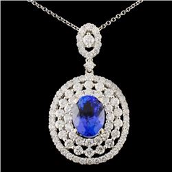 18K Gold 2.09ct Tanzanite & 1.86ctw Diamond Pendan