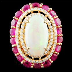 18K Gold 5.27ct Opal & 0.72ctw Diamond Ring