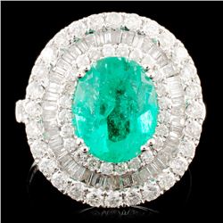 18K Gold 2.31ct Emerald & 1.71ctw Diamond Ring