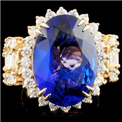 14K Gold 11.22ct Tanzanite & 2.61ctw Diamond Ring