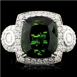 14K Gold 13.08ct Tourmaline & 1.59ctw Diamond Ring