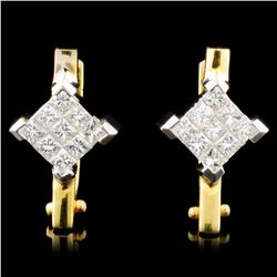 18K Gold 1.00ctw Diamond Earrings