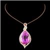 Image 2 : 14K Gold 28.58ct Kunzite & 0.78ctw Diamond Pendant