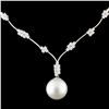 Image 2 : 18K Gold 14MM Pearl & 1.82ctw Diamond Necklace