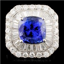 18K Gold 7.60ct Tanzanite & 3.33ctw Diamond Ring