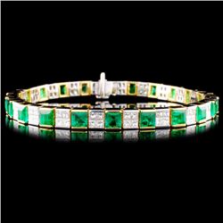 18K Gold 6.21ct Emerald & 3.84ctw Diamond Bracelet