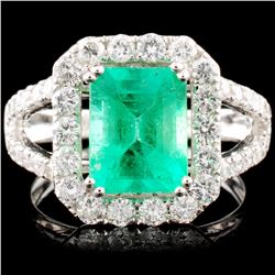 18K Gold 1.97ct Emerald & 1.19ctw Diamond Ring