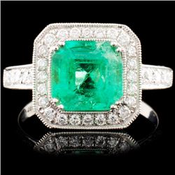 18K Gold 1.99ct Emerald & 0.75ctw Diamond Ring