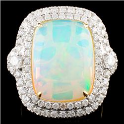 18K Gold 8.34ct Opal & 1.30ctw Diamond Ring