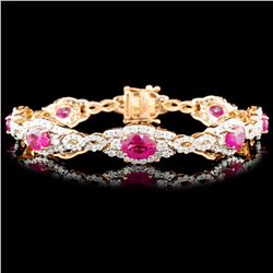 18K Rose Gold 6.69ct Ruby & 4.26ctw Diamond Bracel