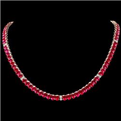 `14k Gold 52.70ct Ruby 1.30ct Diamond Necklace