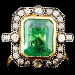 18K Gold 2.76ct Emerald & 0.45ctw Diamond Ring