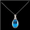 Image 2 : 14K Gold 27.54ct Blue Topaz & 0.55ctw Diamond Pend