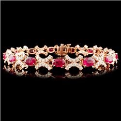 14K Gold 8.50ctw Ruby & 1.85ctw Diamond Bracelet