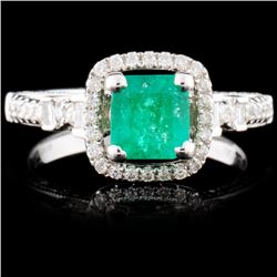 18K White Gold 0.69ct Emerald & 0.41ct Diamond Rin