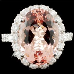 14K Gold 8.00ct Morganite & 1.50ctw Diamond Ring