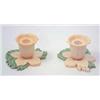 Image 1 : A pair of Carlton ware candlesticks in the form of yellow flowers with green petals, 2.5ins. high...