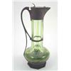 Image 1 : An Orivit art nouveau pewter mounted claret jug, the overlaid green and white glass fluted body w...