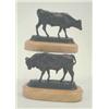 Image 1 : After Isidore Bonheur, late 19th century: A bronze bull and a cow, both standing on oval naturali...