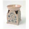 Image 1 : A Doulton Lambeth salt-glazed stoneware table salt, moulded with a vase of flowers to each side a...