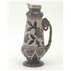 Image 1 : A Doulton Lambeth silver-mounted stoneware ewer by Louisa E. Edwards, incised with flowers and le...