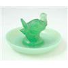 Image 1 : A Lalique green glass ashtray "Dindon", 1928-41, with central moulded peacock, engraved script ma...