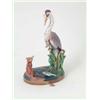 Image 1 : A Victorian Minton majolica fox and heron group, inspired by Aesop's fable, tall heron beside vas...