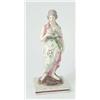 Image 1 : A late 18th century Staffordshire pearlware figure of a classical lady holding dove, on square ba...